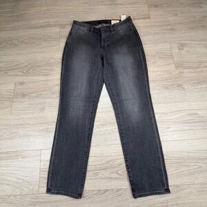 Talbots Flawless Five-Pocket Slim Ankle Curvy Jeans Dark Grey 6 Slimming Panel